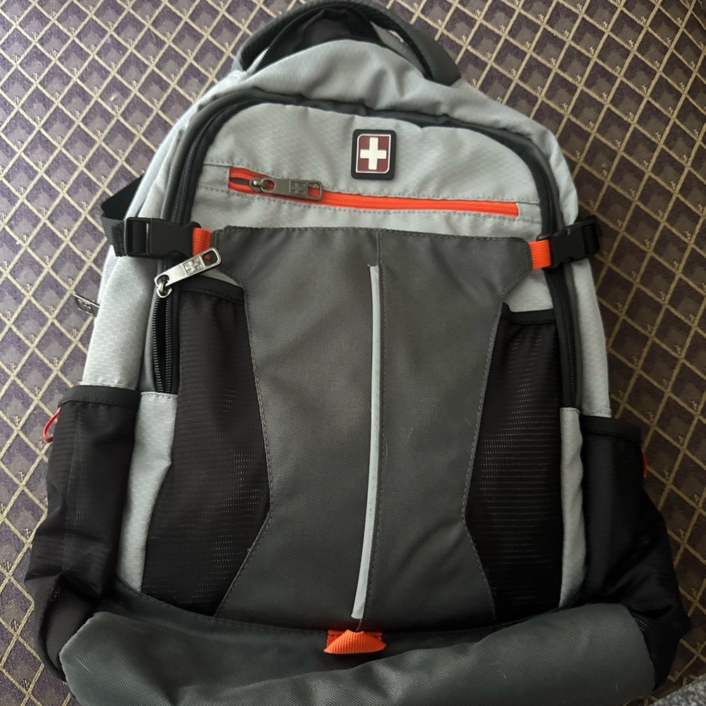 SwissGear Black and Gray Backpack with Orange Accents